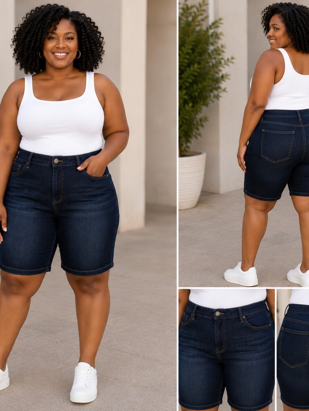 Skinnygirl High Rise Bermuda Shorts 18W NWT Dark Wash Stretch Denim